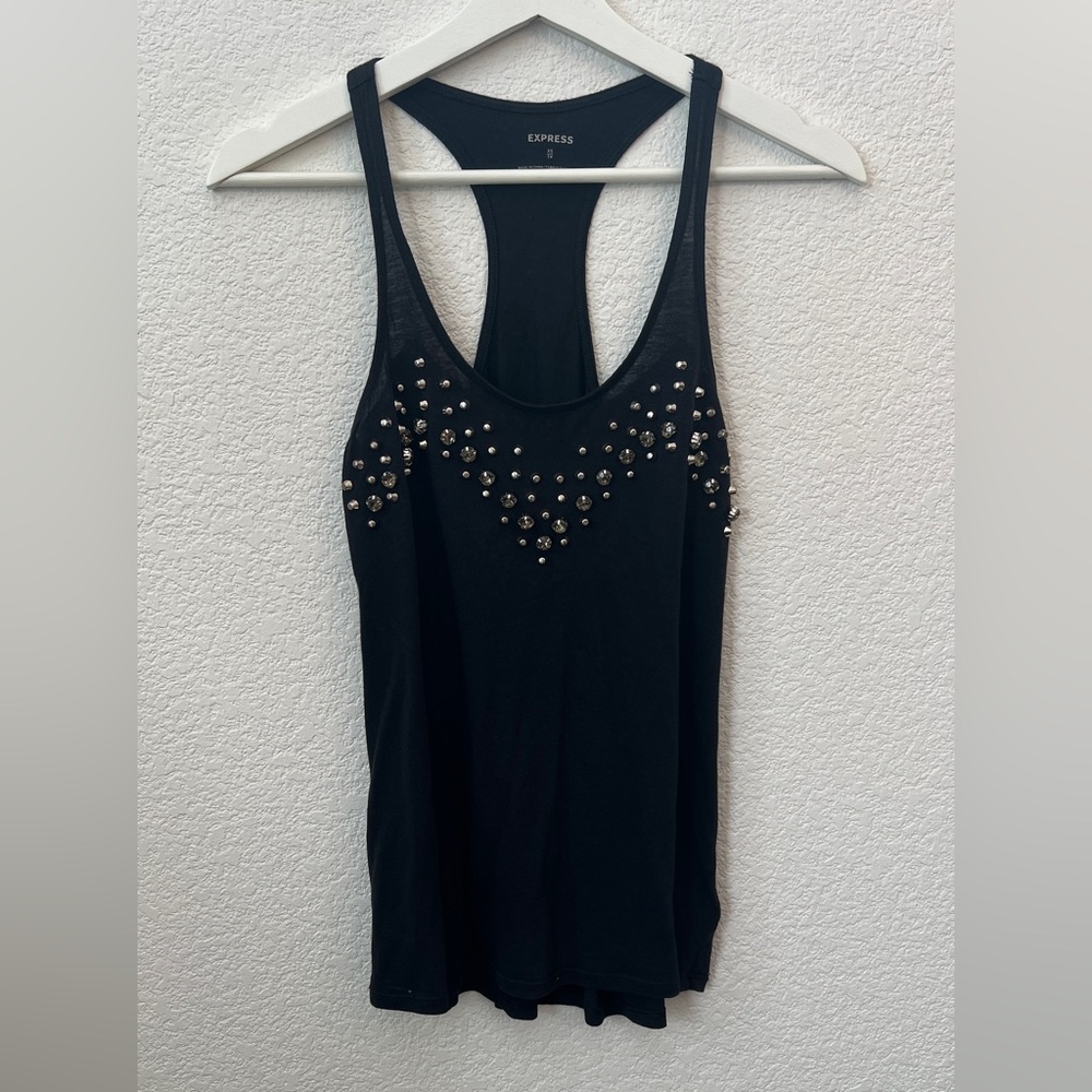 Express Black Embellished Sleeveless Tank Top